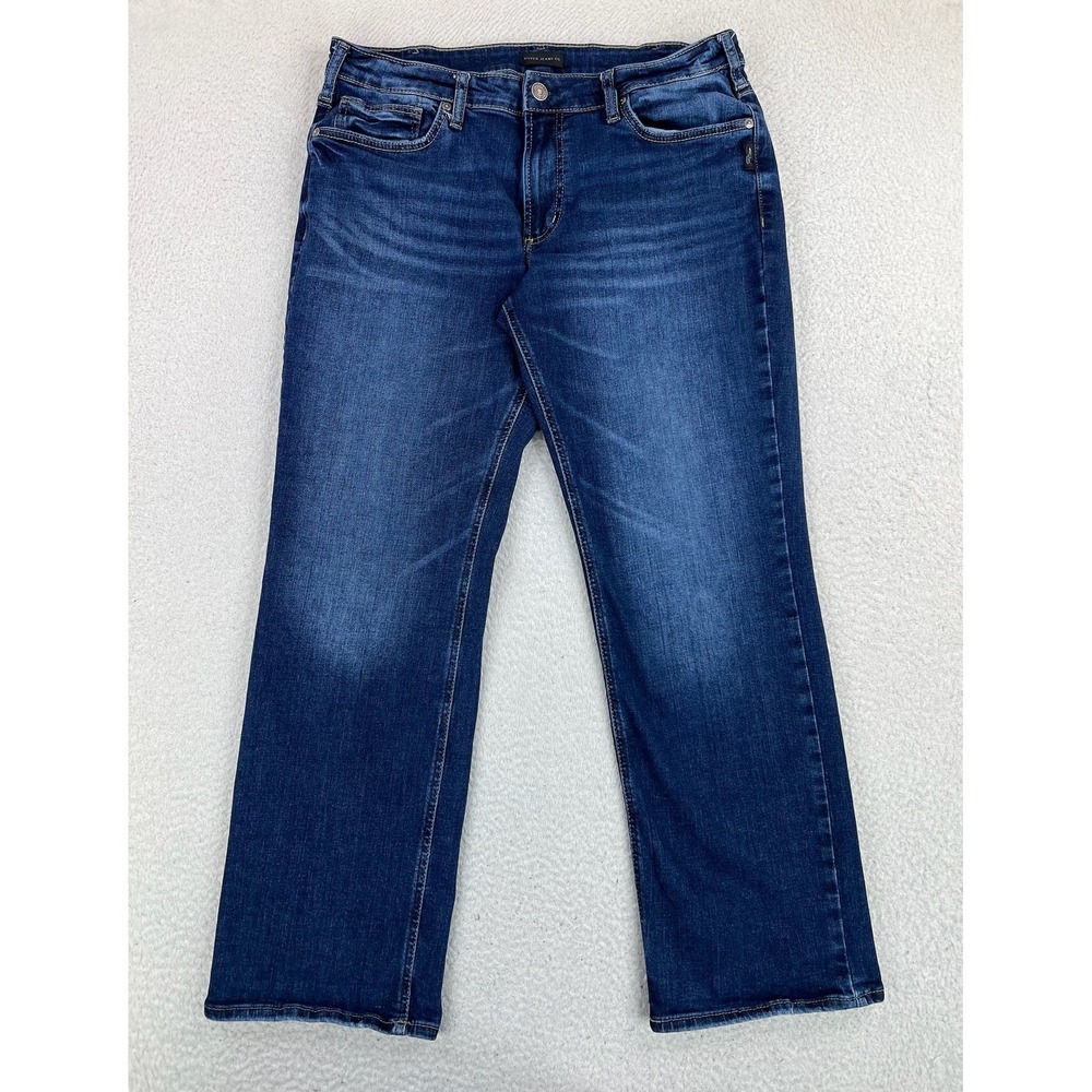 Silver Jeans Co. Zac Straight Jeans Mens 36x32 Blue Med Wash Stretch Denim